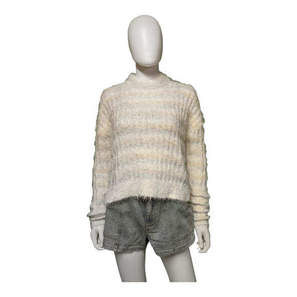 Candie’s Mock Neck Fuzzy Cozy & Soft Sweater Lurxstripe M - Picture 2 of 9